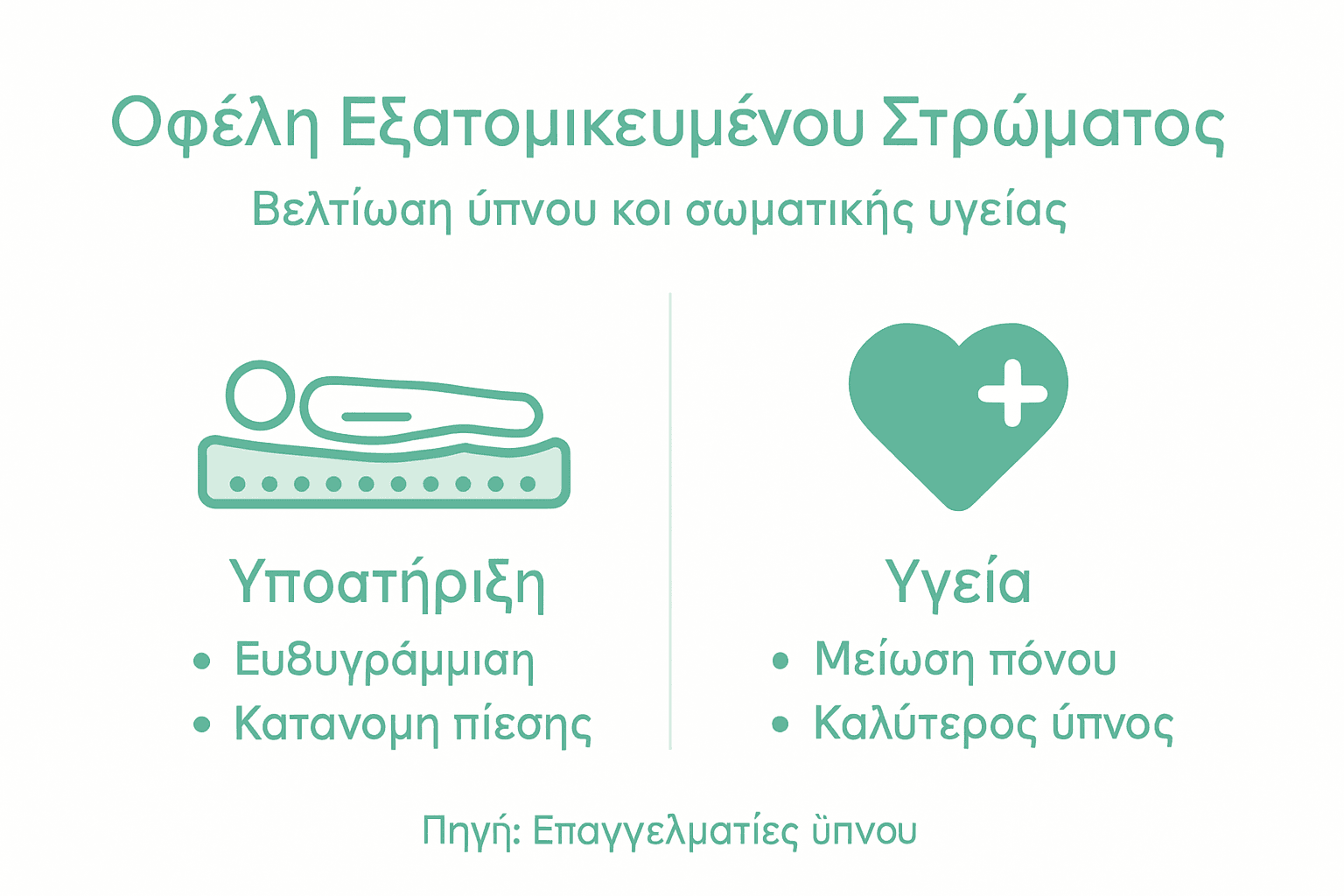 Εικονογραφημένος οδηγός: Πώς το κατάλληλο στρώμα μπορεί να βελτιώσει την υγεία και την ποιότητα του ύπνου σου