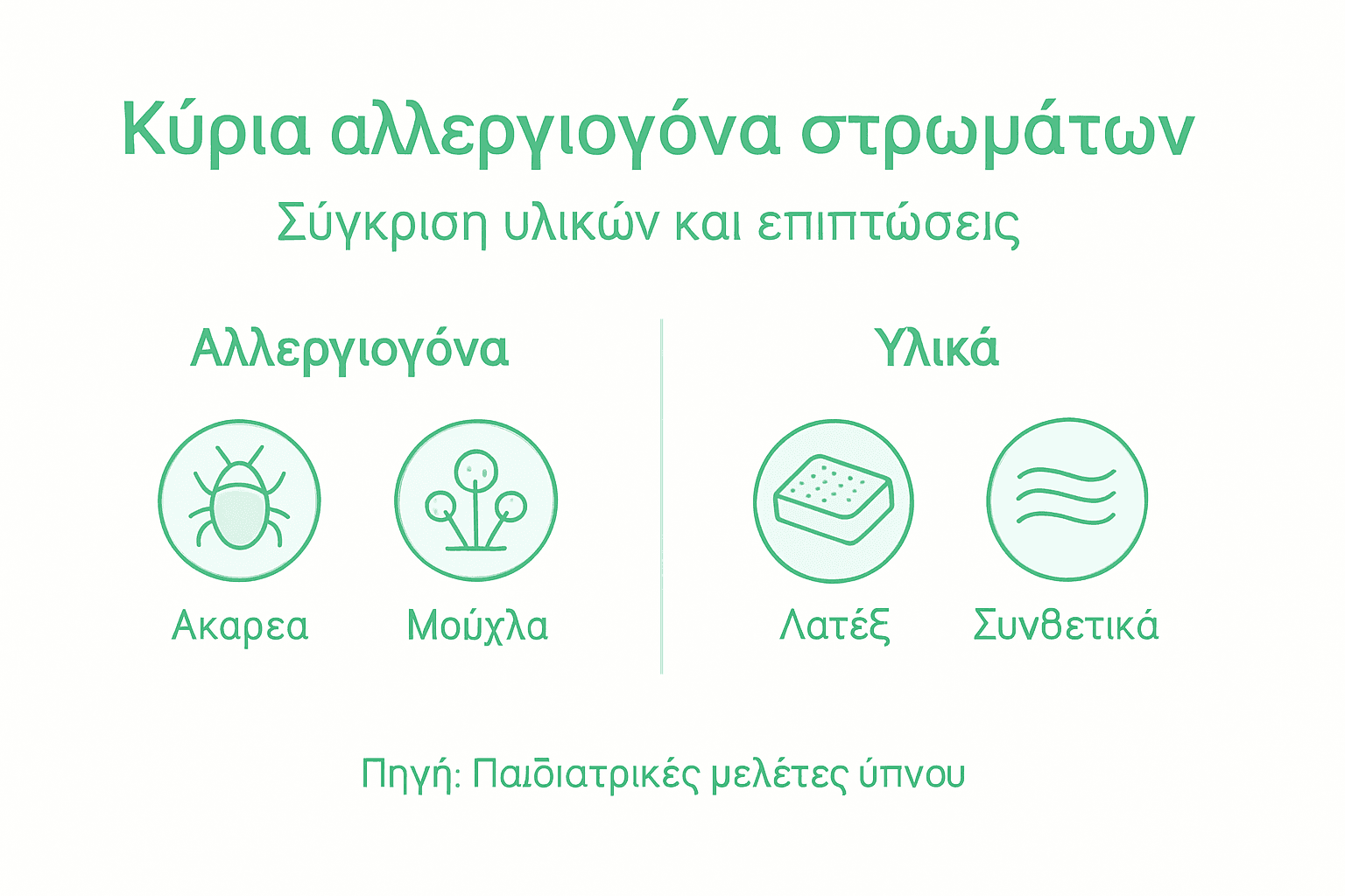 Διαδραστική παρουσίαση με πληροφορίες για τα αλλεργιογόνα και τα υλικά που χρησιμοποιούνται στα στρώματα