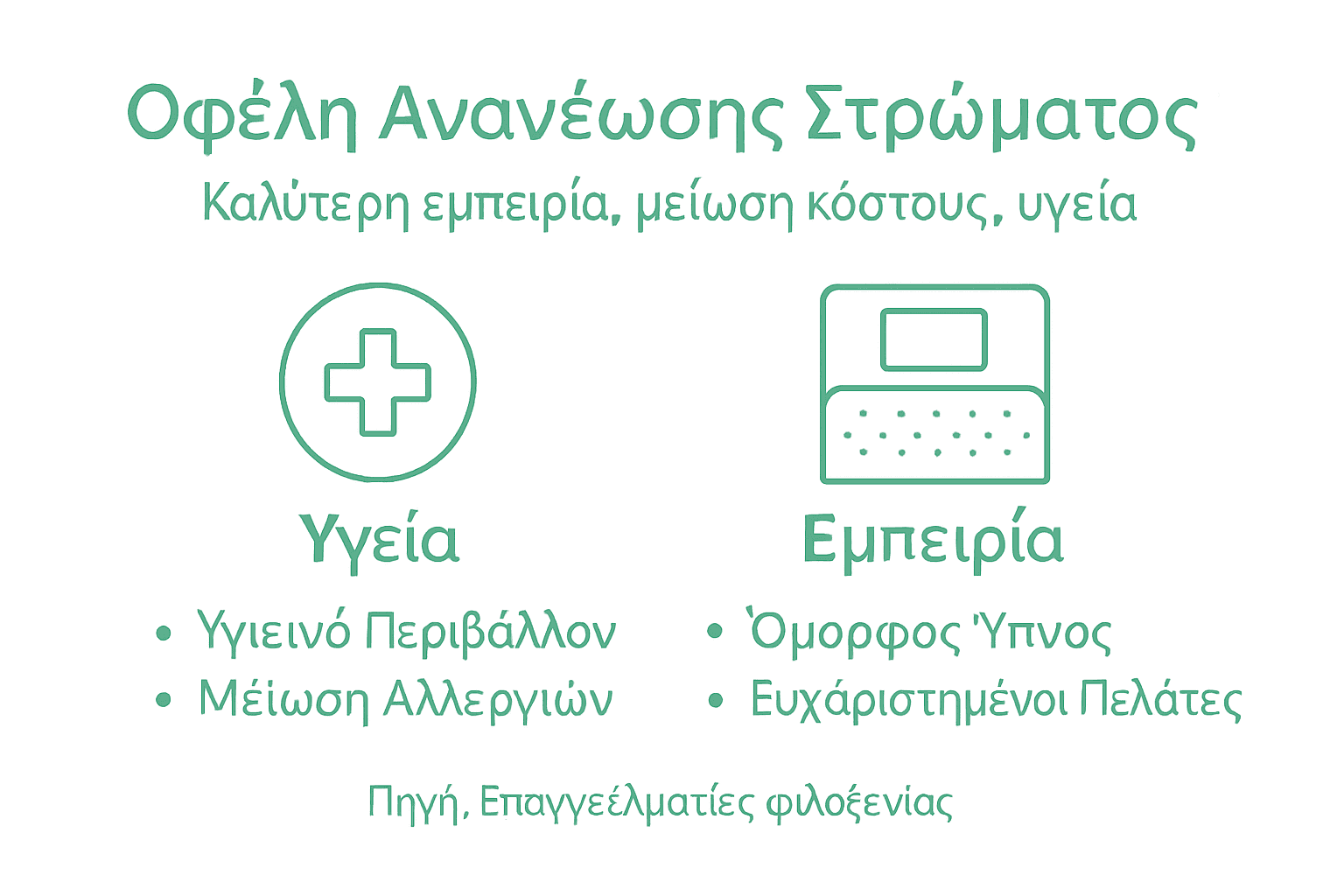 Γραφικό με τα οφέλη της ανανέωσης των στρωμάτων στα ξενοδοχεία