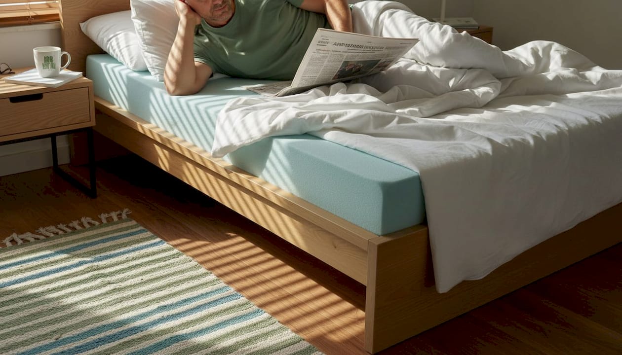 Άνδρας που χρησιμοποιεί αφρώδες επίστρωμα για επιπλέον στήριξη