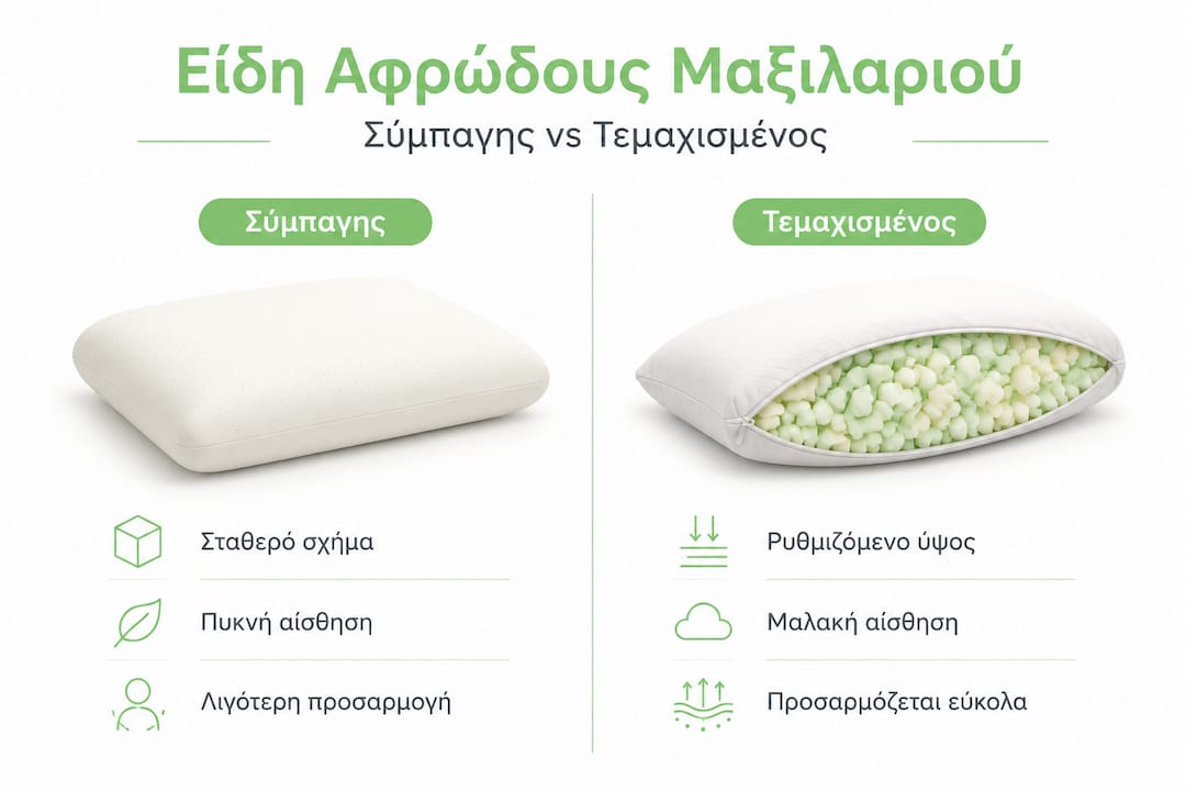 Γραφικό σύγκρισης ανάμεσα σε αφρό μασίφ και αφρό τεμαχισμένο