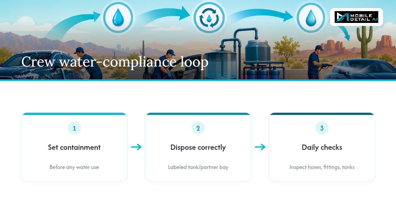 Three-step water compliance training loop