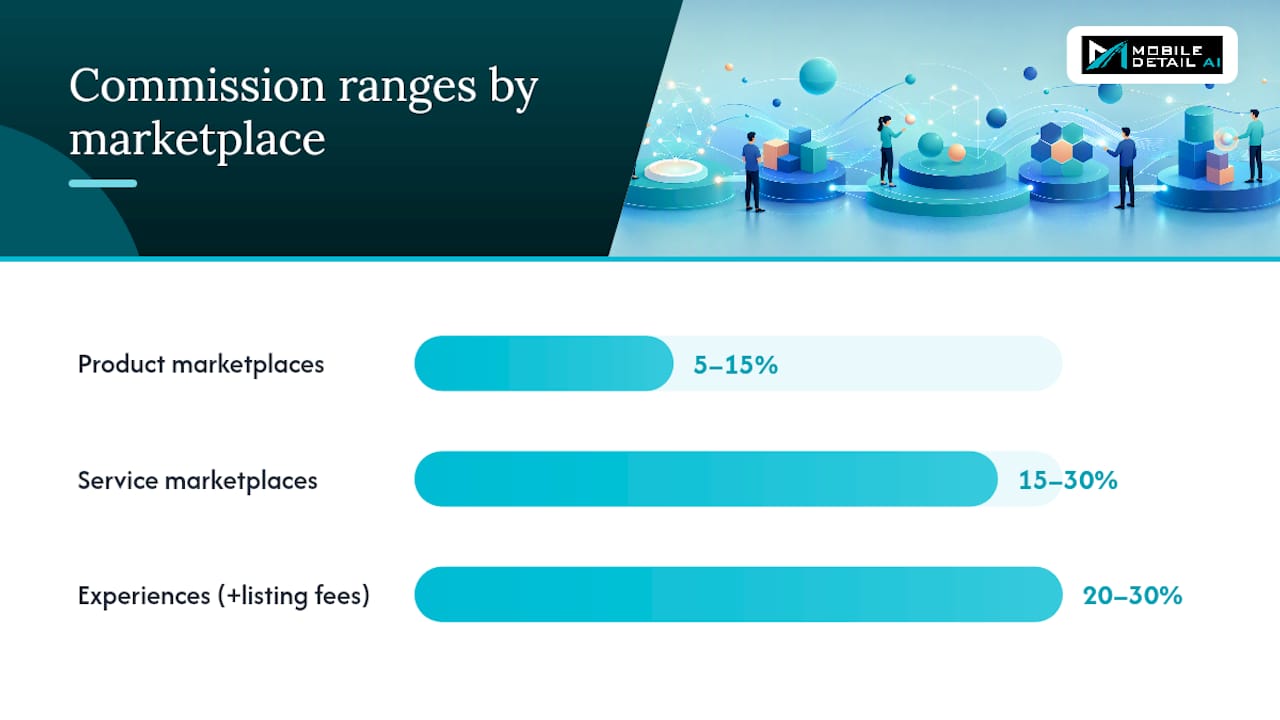 Commission ranges across marketplace types