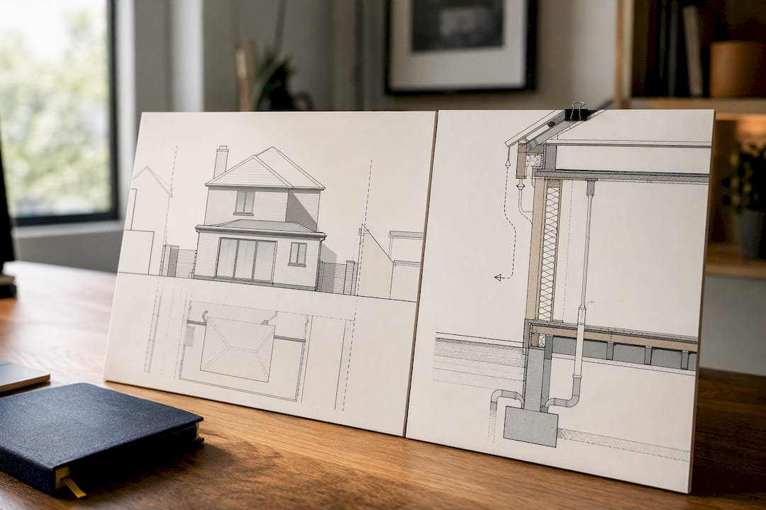 Comparison of planning and technical drawings