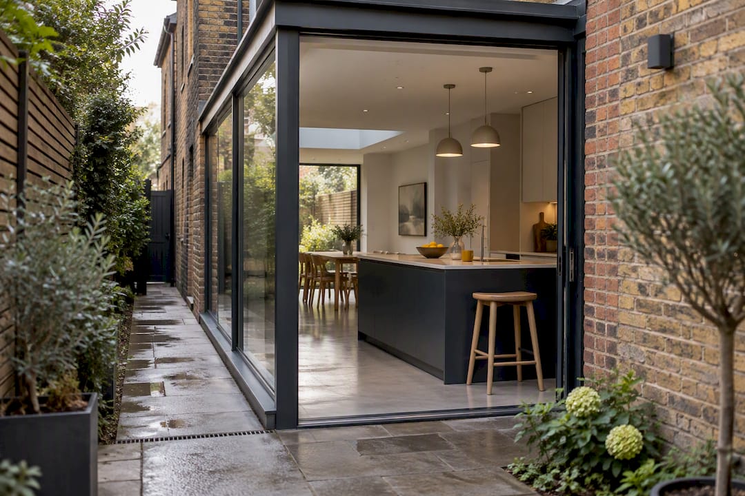 Side return extension beside Victorian terrace