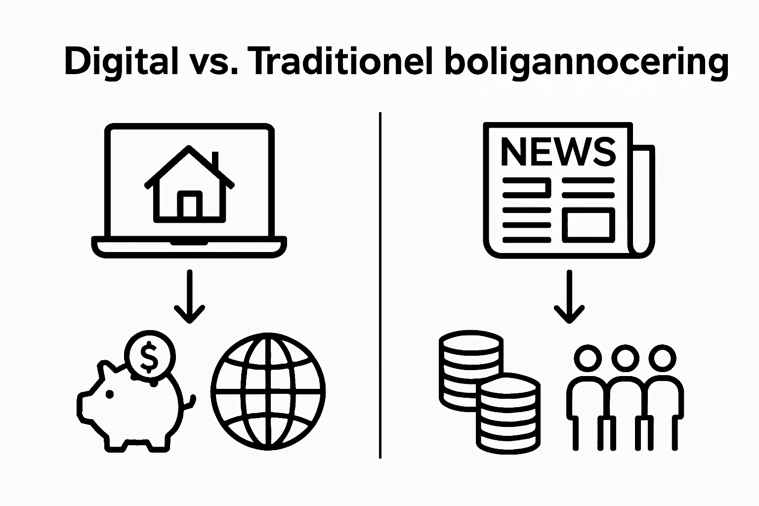 Simple comparison of digital vs. traditional property advertising
