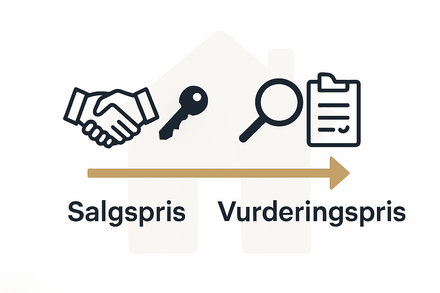 Infografik med sammenligning mellem salgspris og vurderingspris på boligmarkedet.