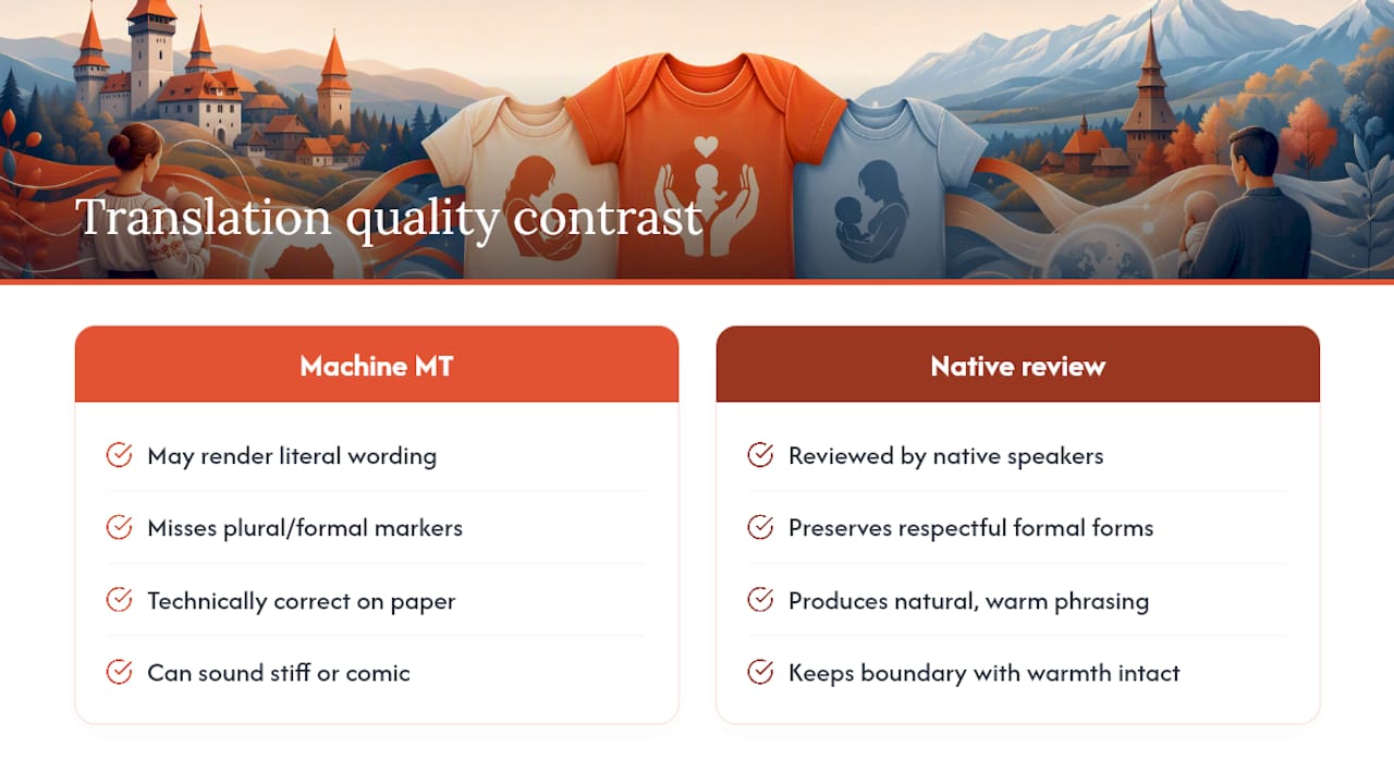 Machine and native translation comparison