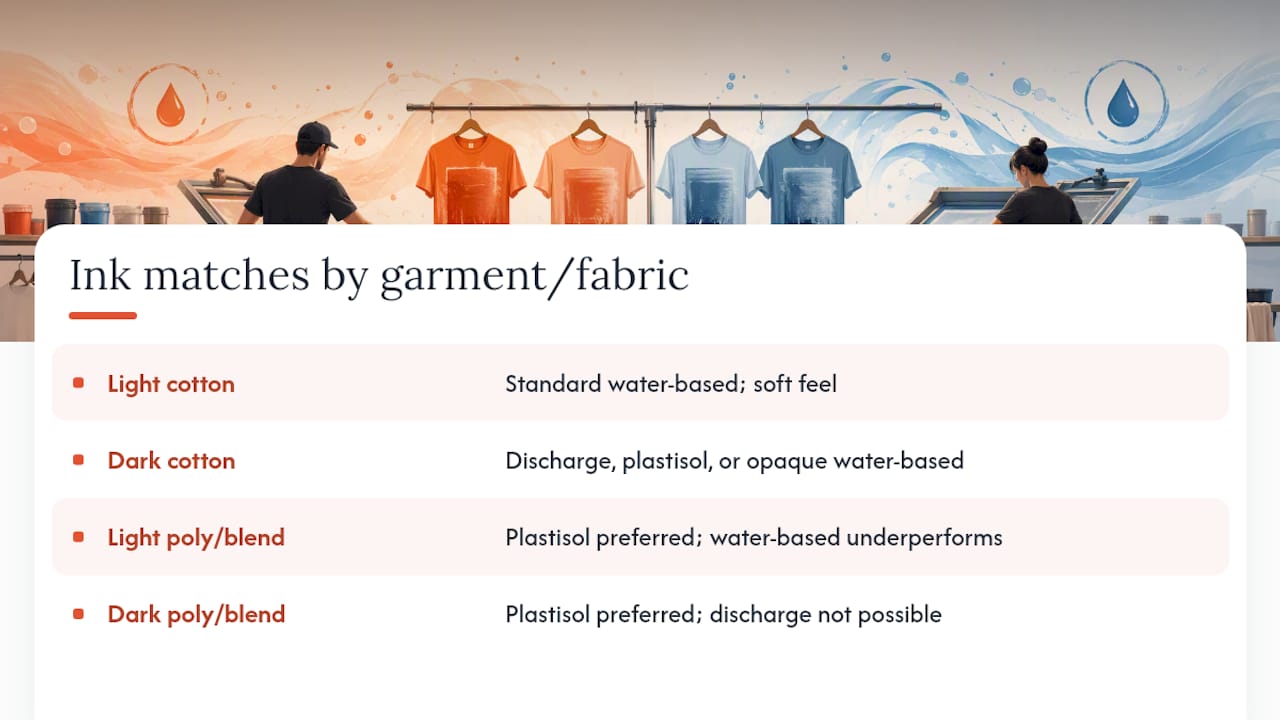 Comparison of inks and garment fabrics
