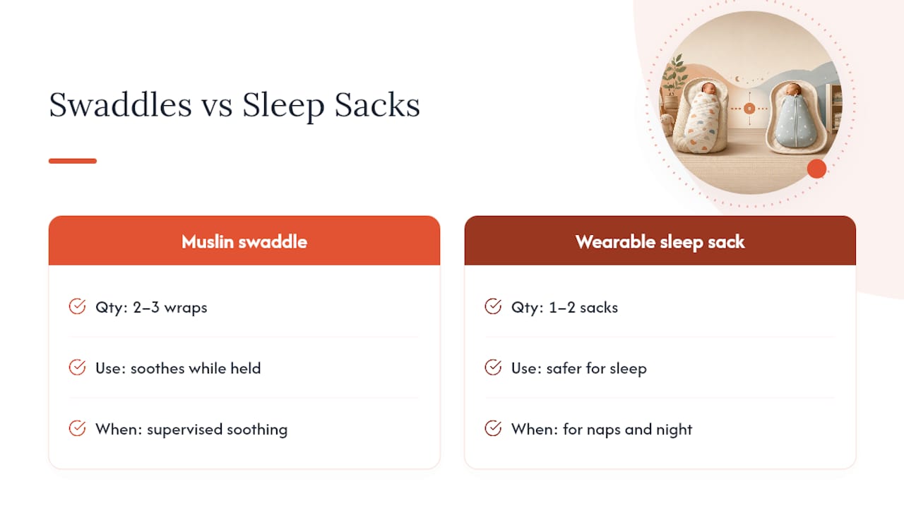 Comparison of newborn swaddles and sleep sacks