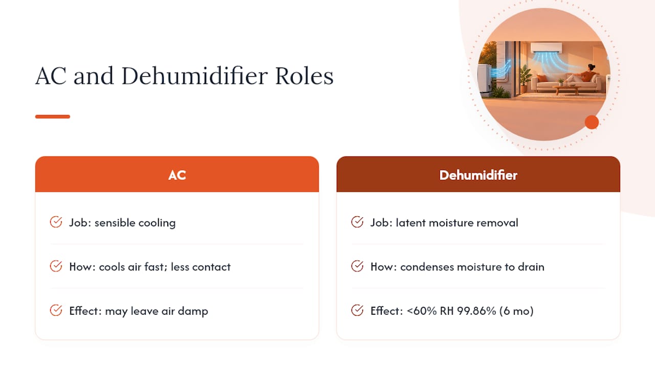AC and dehumidifier moisture control process