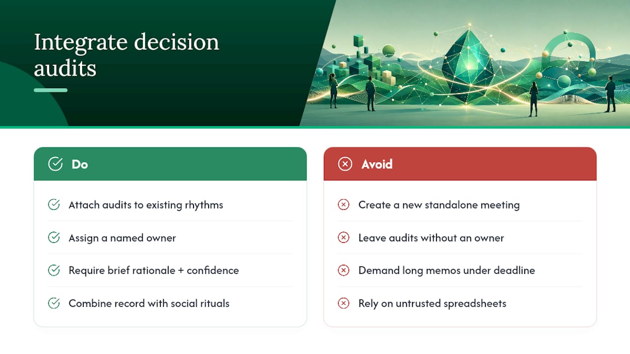 Making Decision Audits Part of How the Team Actually Works — overview diagram