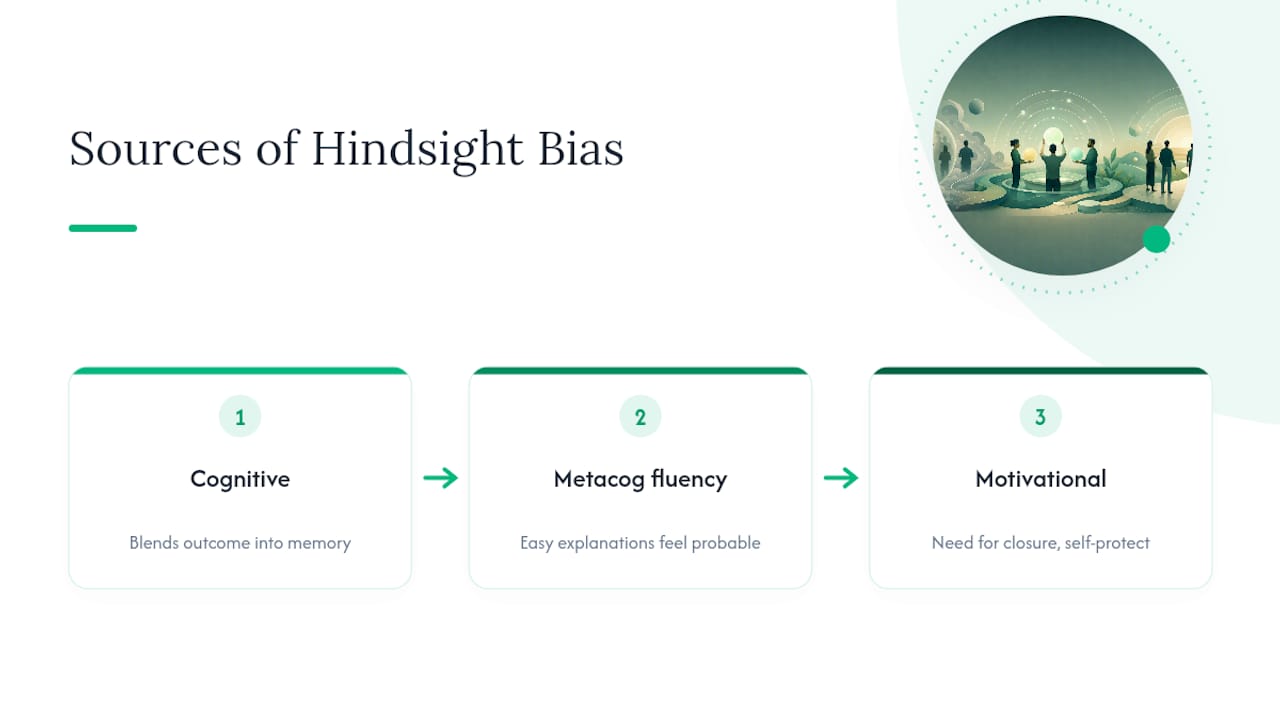Three mechanisms contributing to hindsight bias