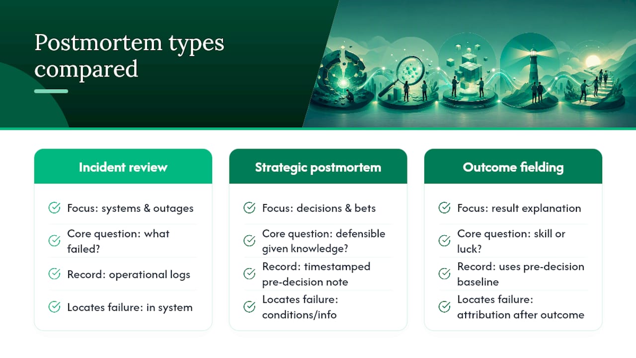 What Is a Blameless Postmortem for a Strategic Bet? — overview diagram