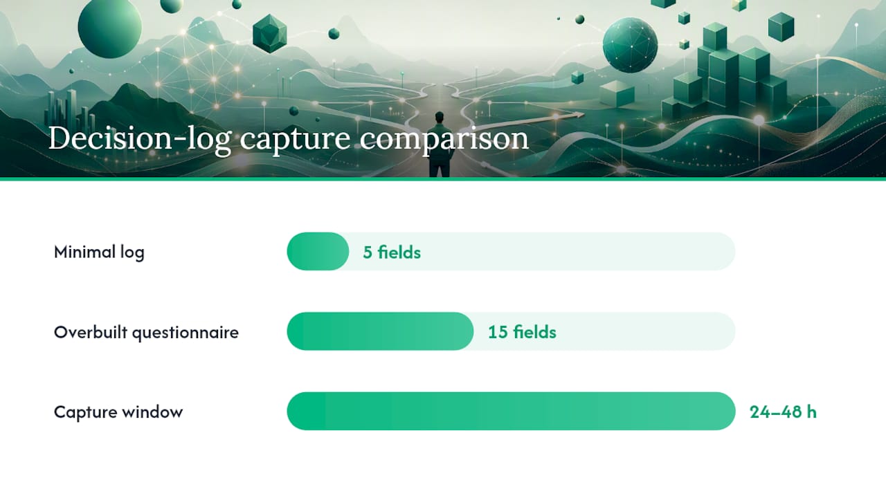 Decision log timing and field count comparison