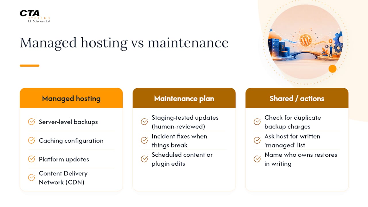 Managed hosting versus maintenance plan comparison