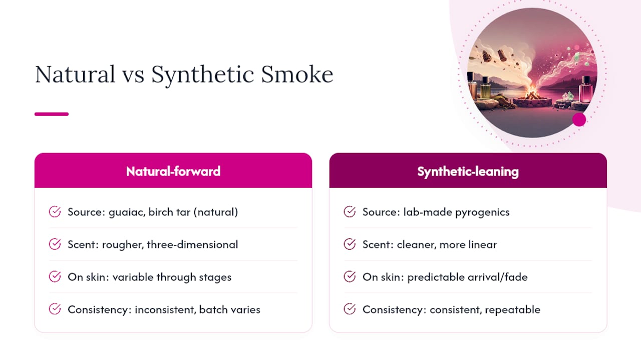 Natural and synthetic smoky fragrance comparison