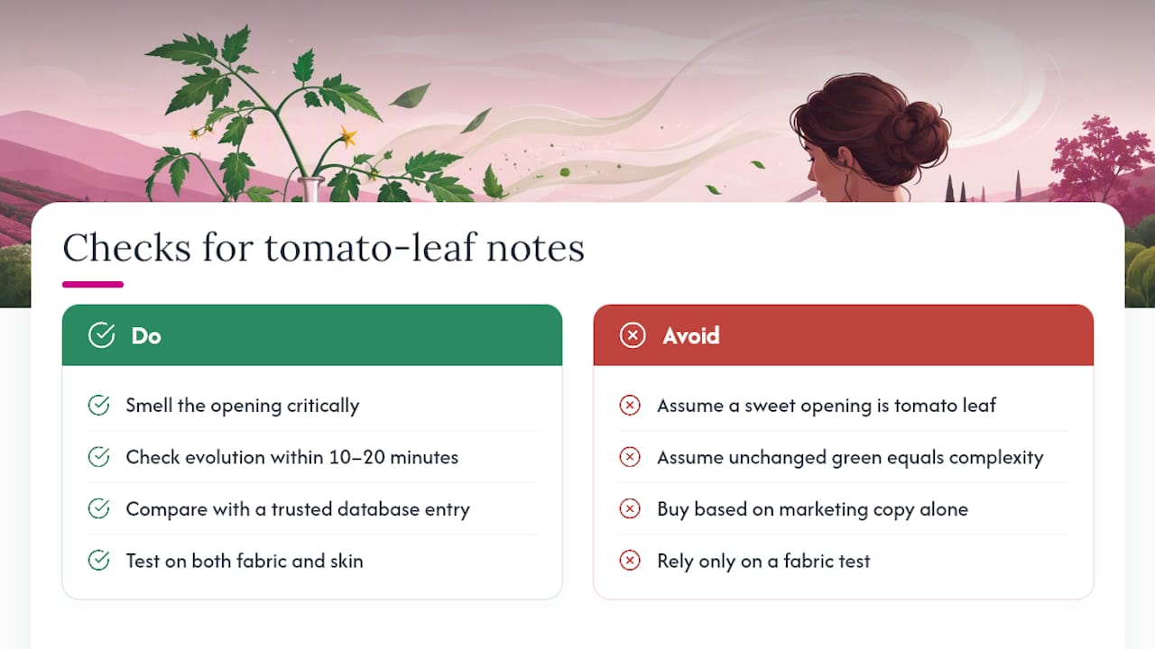 Four checks for tomato leaf perfume evaluation