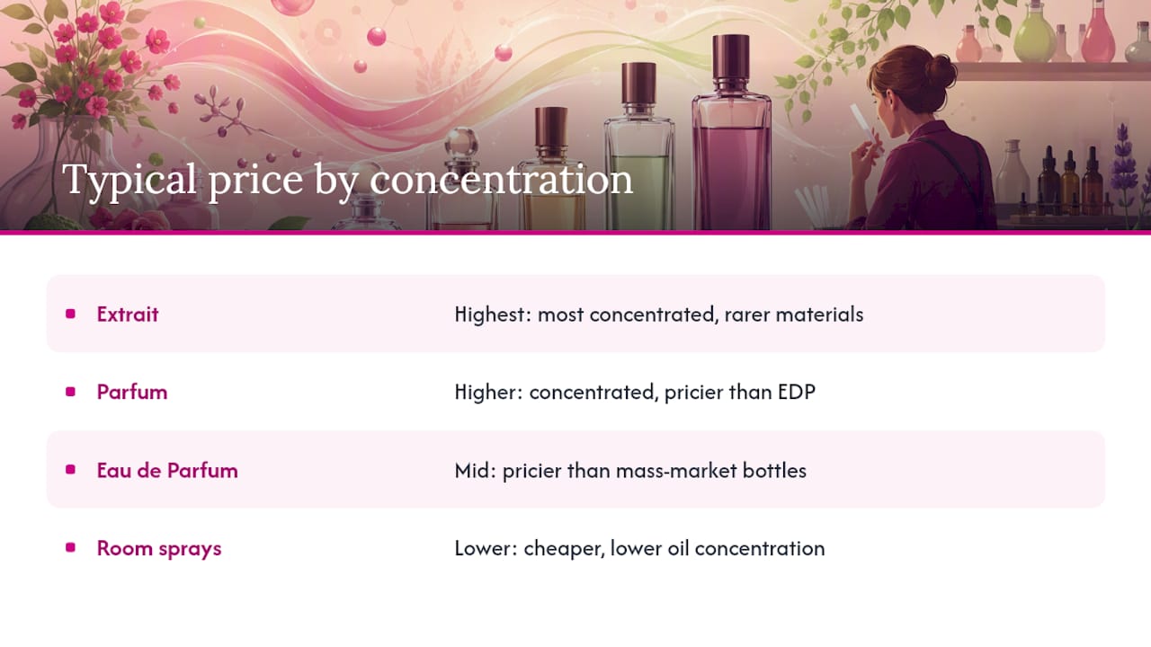 Comparison of perfume concentration and pricing factors