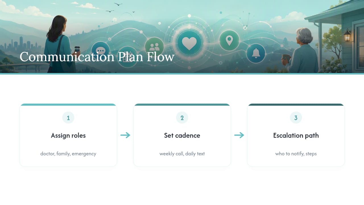 Three-stage long-distance caregiving communication plan