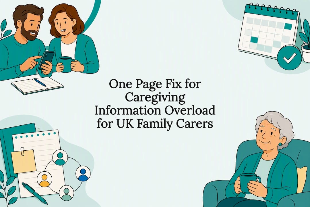 Caregiving information overload title card