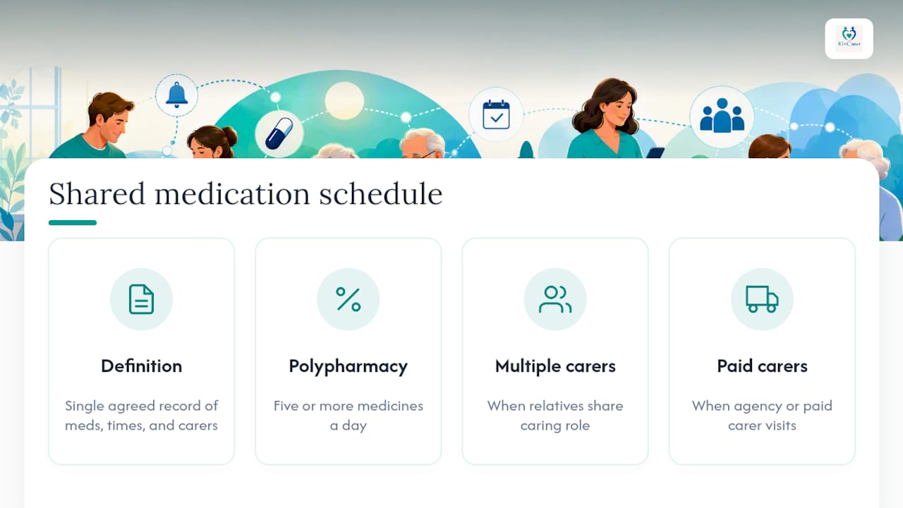 What is a shared medication schedule and who needs one? — overview diagram