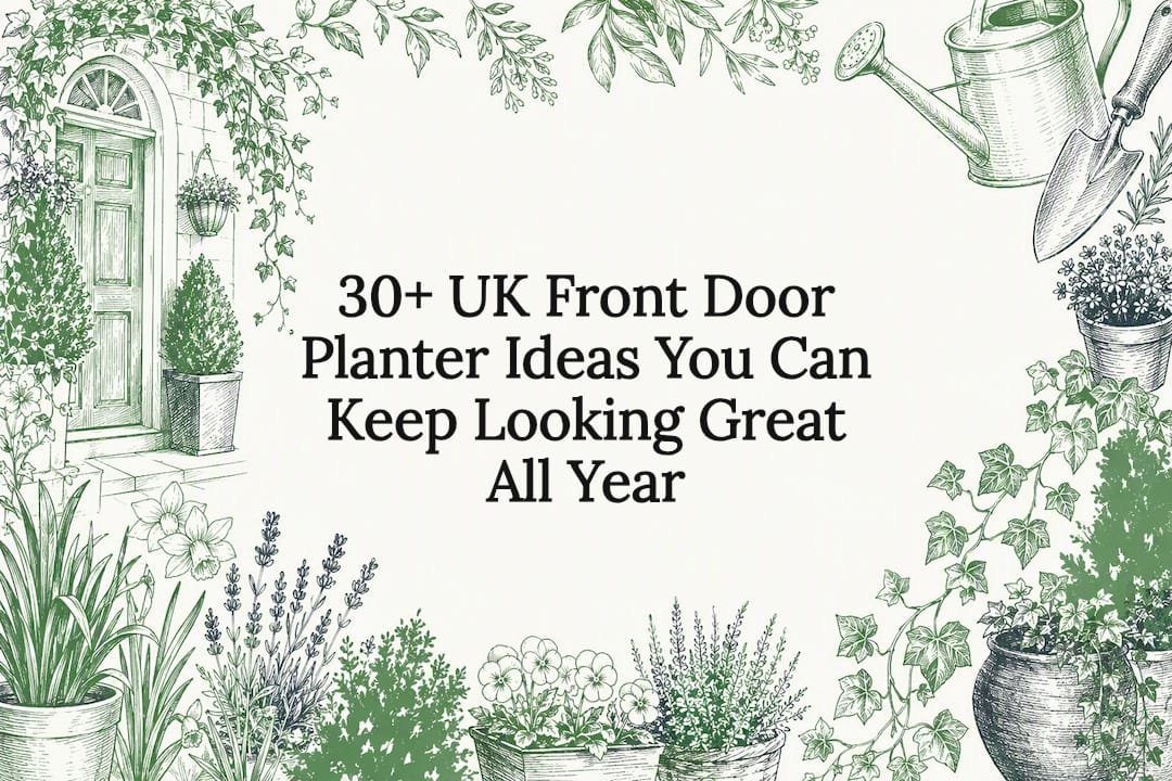Decorative front door planter title card