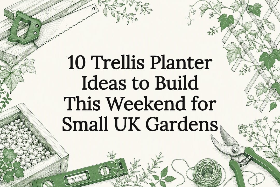 Decorative trellis planter title card illustration