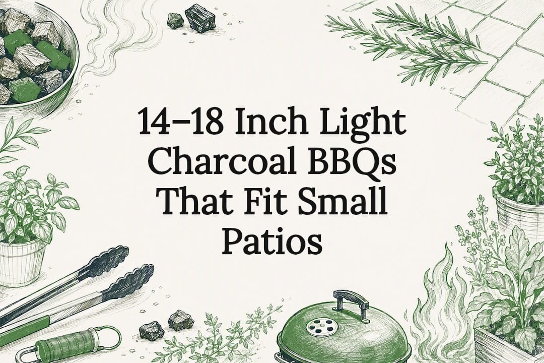 Decorative charcoal BBQ title card illustration