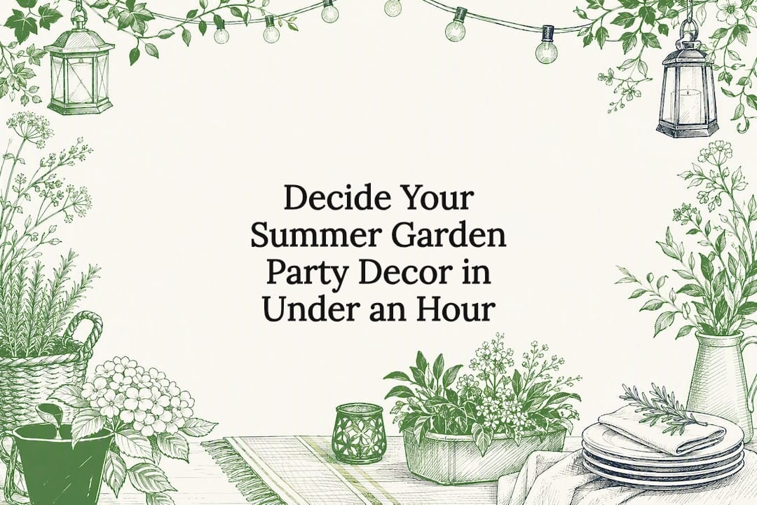 Decorative summer garden party title card
