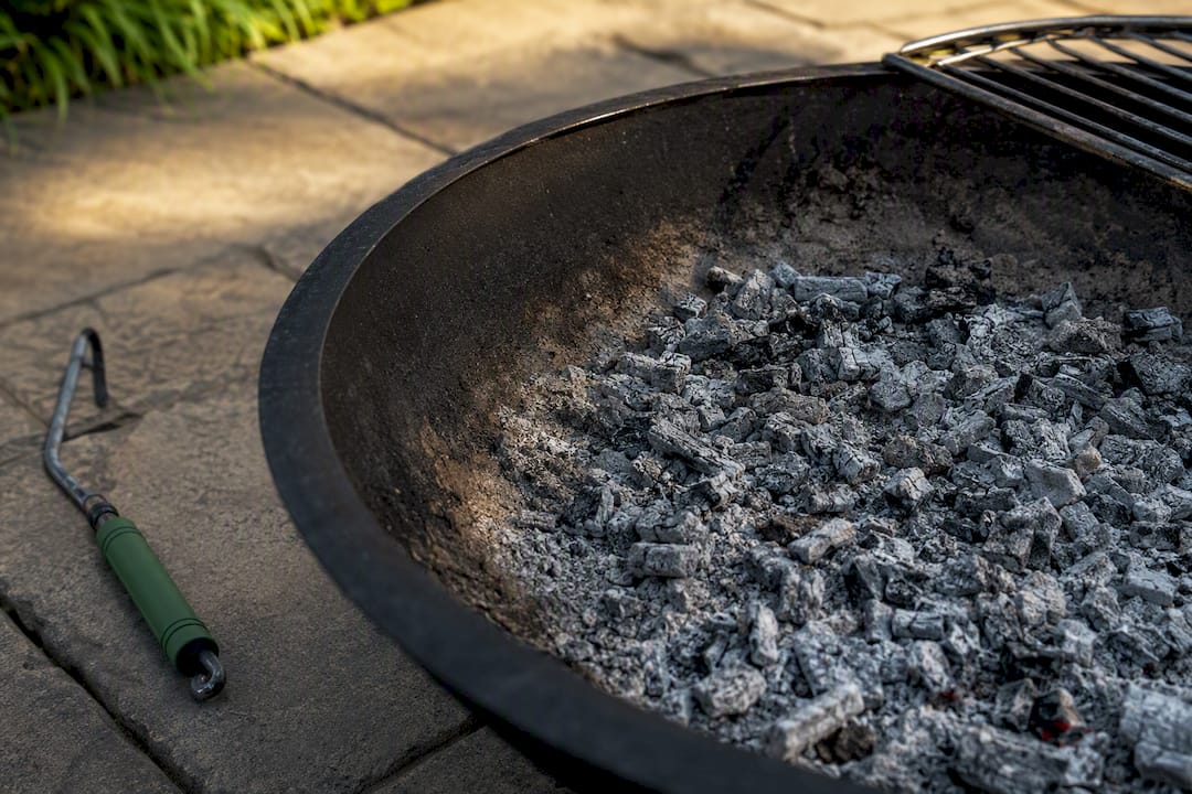 Settled grey coals ready for cooking