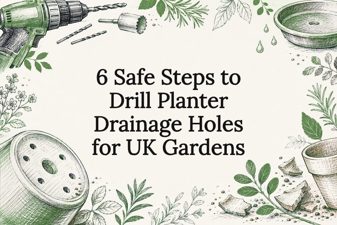 Decorative planter drainage title card