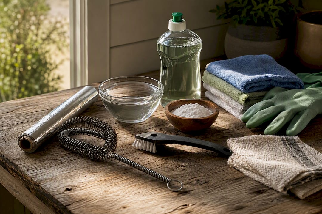 Bristle-free BBQ cleaning tools and supplies