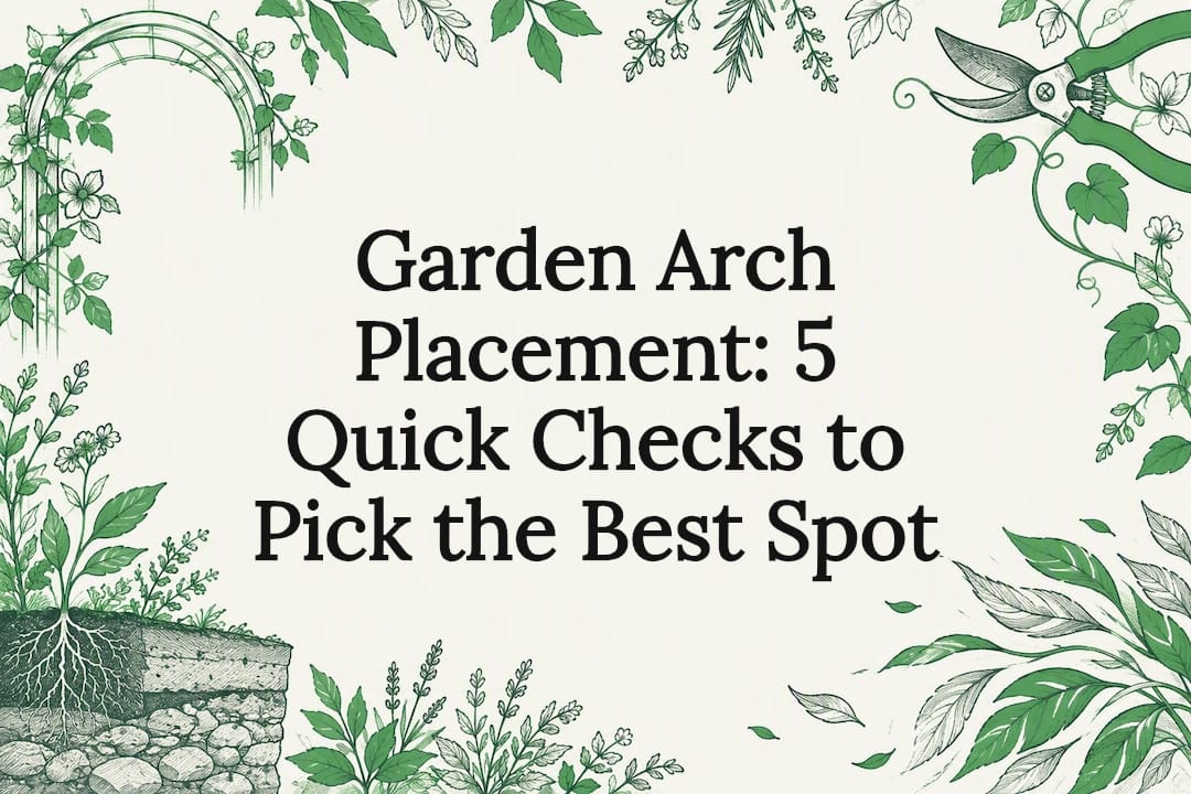 Decorative garden arch placement title card