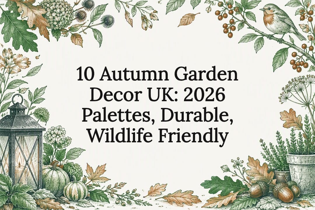 Autumn garden decor title card illustration