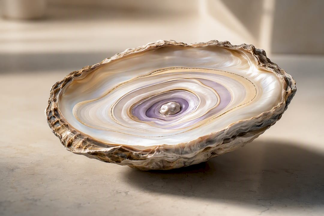 Uneven nacre layers forming baroque pearls