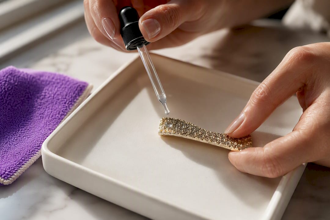 Applying reagent to textured jewelry surface