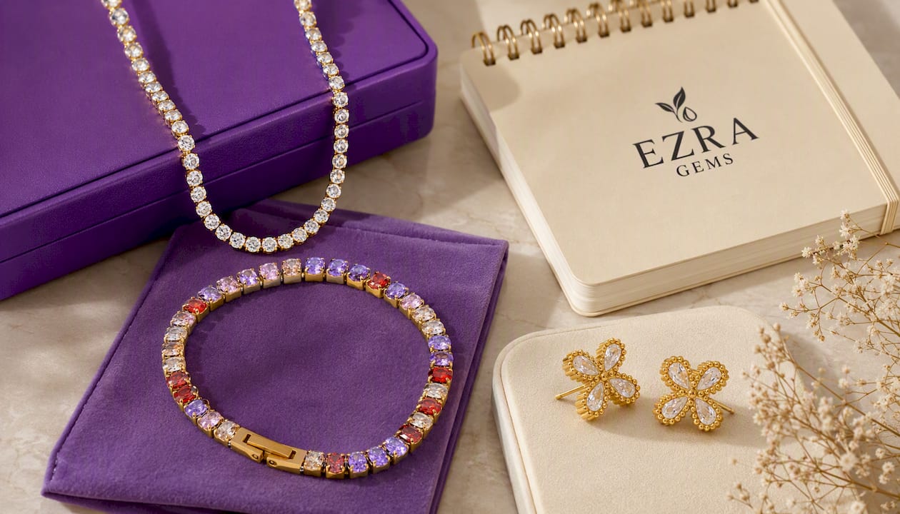 Colorful Tennis Choker Necklace & Bracelet Set