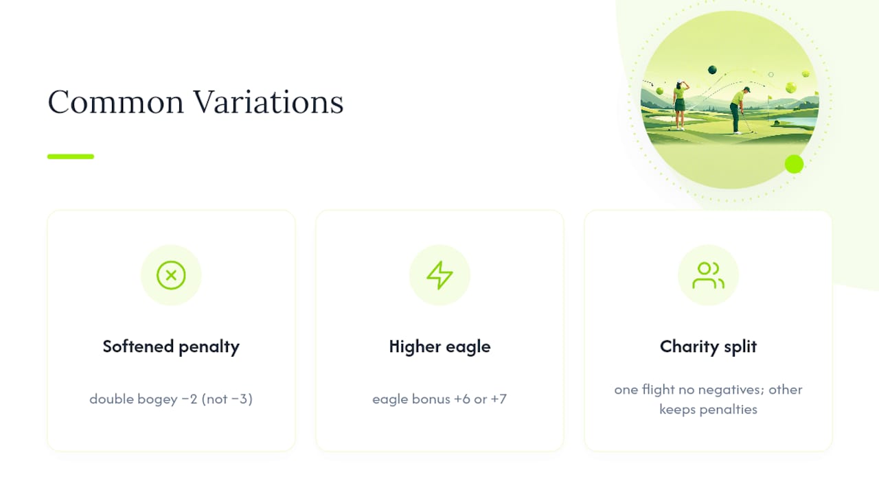 Three Modified Stableford scoring variations