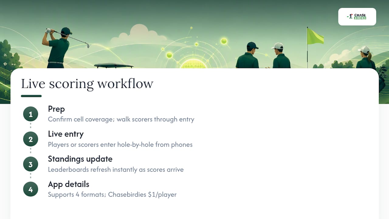 Live scoring workflow and supported formats