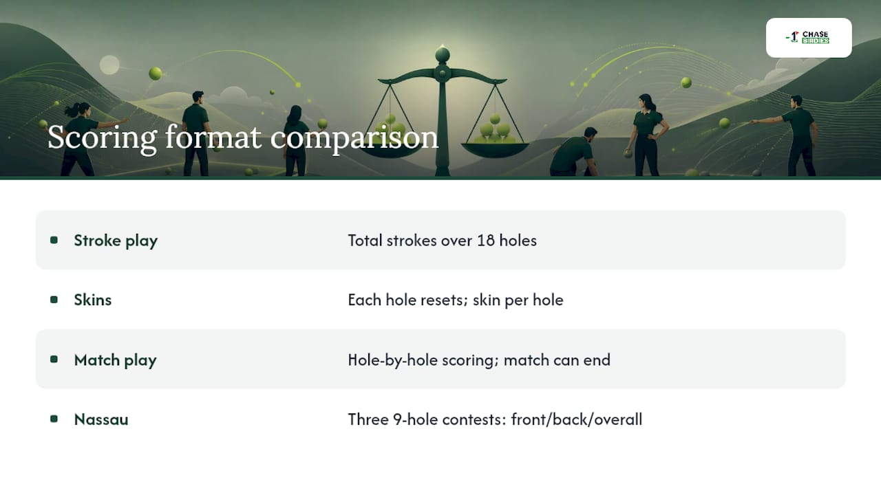 How Skins Scoring Compares to Other Golf Betting Formats — overview diagram