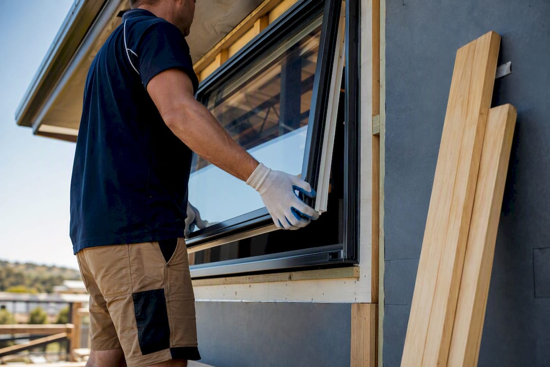 Window being fitted during home construction