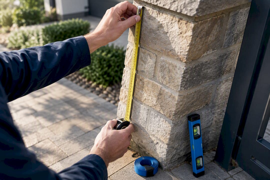 Measuring a leaning gate pillar