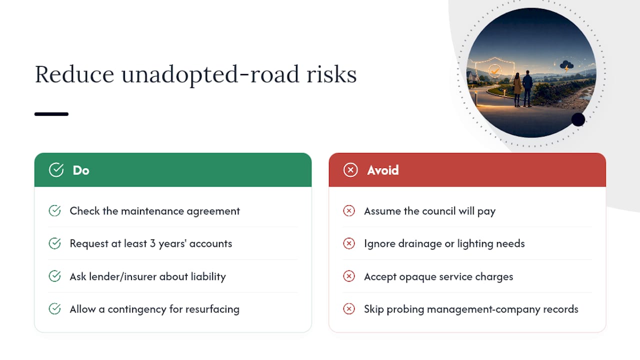 What are the risks and costs if the road stays unadopted? — overview diagram