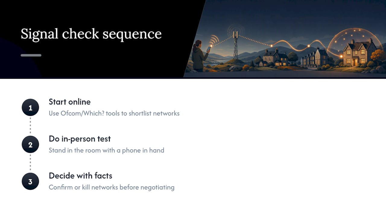 What actually matters when you're checking mobile signal on a viewing — overview diagram