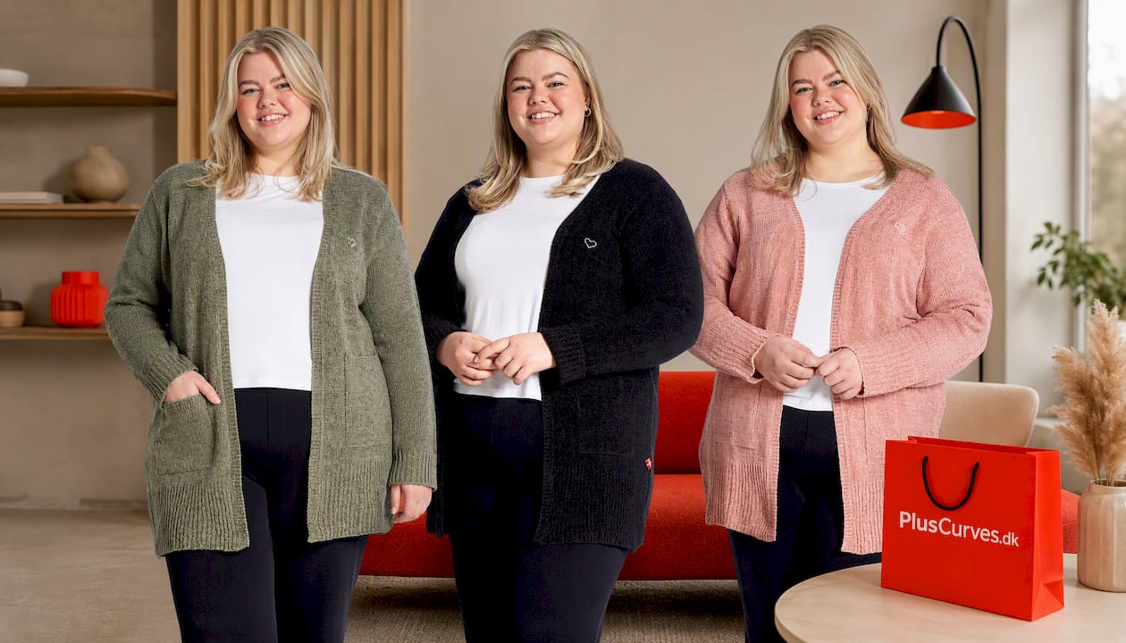 Lang Strikket Cardigan Plus Size – Dame Str. 42 til 60 - army