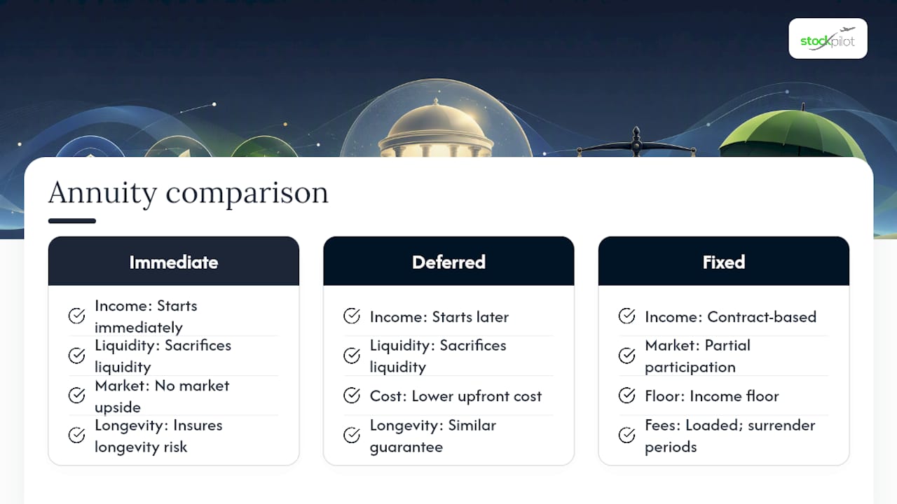 Comparison of retirement annuity income types