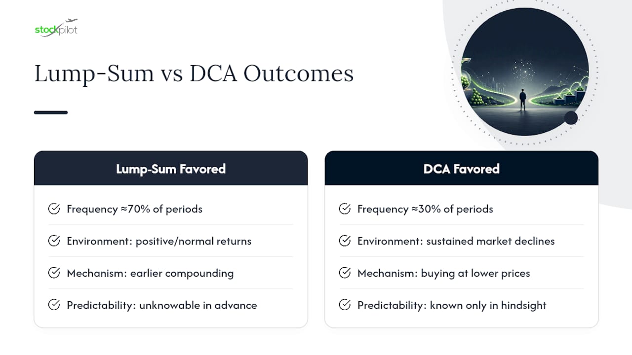 Conditions favoring DCA versus lump sum