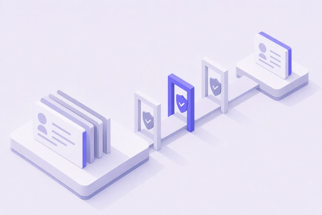 Isometric illustration of verified contact data