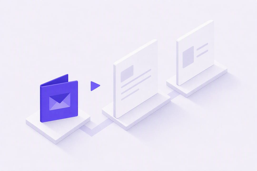 Isometric cold email sequence illustration